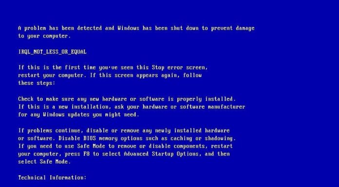 IRQL_NOT_LESS_OR_EQUAL fix it